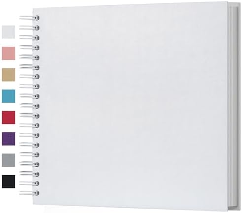 potricher 10 x 10 Inch DIY Scrapbook Photo Album 80 Pages, White | Thick Kraft Paper Scrap Book Photo Albums, Memory Book for Wedding, Anniversary, Baby, Family, Travel, DIY Projects