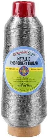 Mandala Crafts Metallic Gray Embroidery Floss for Sewing, 3281 Yard Spool