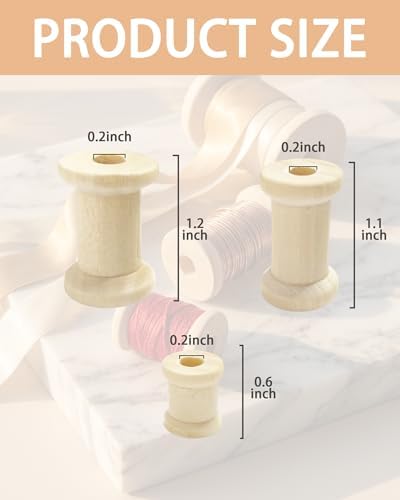 36-Pack Wooden Spools for Crafts, Assorted Empty Spools in 3 Sizes