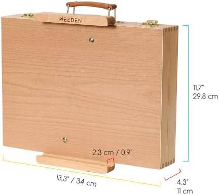 MEEDEN Table Top Easel for Painting: Wooden Portable Tabletop with Storage | Portable Art Easel for Adults - Adjustable Beech Wood Table Top for Artist - Sketchbox - Desk Easel for Beginners Natural