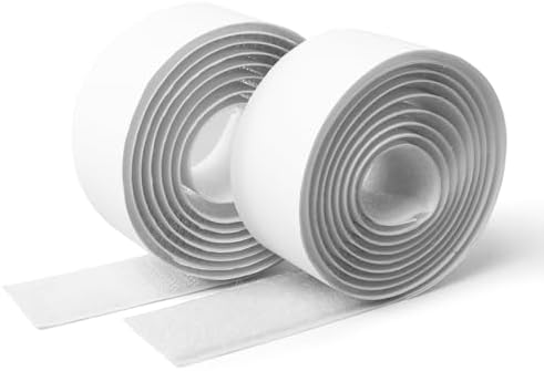 Art3d 4ft x 1 in. Hook and Loop Rolls Sticky Back, Heavy Duty, White