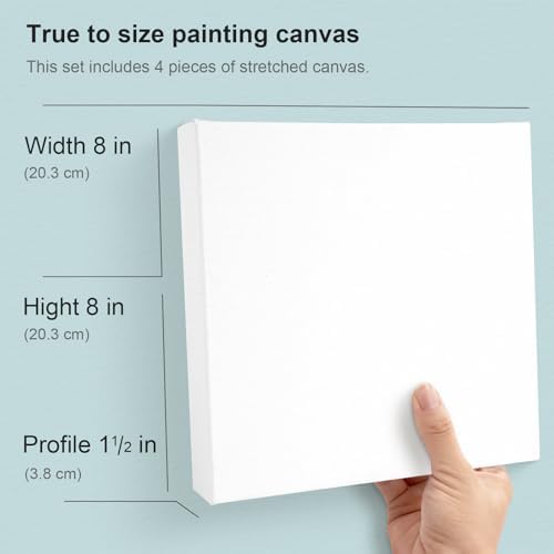 AUREUO 8x8 Inch Gallery Wrapped Canvas 1.5 Inch Depth 4 Pack