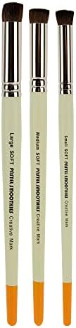 Creative Mark Pastel Smoothies Soft Set of 3 | 6 Pack | 18 Total - Paintbrush for Pastel Blending Bristle & Nylon Hair for Blending on Rough Surfaces Short Handle Lacquered Wood Handles