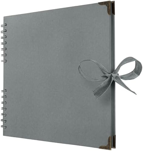 Scrapbook Album, 60 Pages, 8 x 8 Inch, Grey Photo Album, Scrap Book | Hardcover with Thick 200 GSM Kraft Paper, Ideal for Your Scrapbooking Albums, Art & Craft Projects (Grey, 8 x 8 Inch)