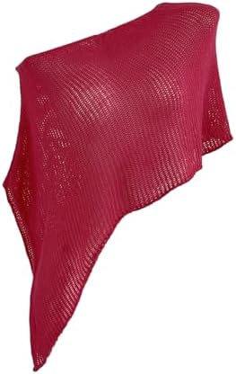 Milumia Women's Sheer Poncho Top Crochet Asymmetrical Off Shoulder Split Knit Top Swimsuit Coverup