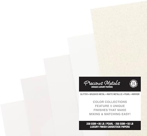 Shimmer Cardstock Paper 8.5 x 11- Assorted Glitter, Metallic, and Pearl Sheets for Crafts, Scrapbooking, Card Making - 20 Pack, 85lb Heavyweight, 230 GSM, Ivory