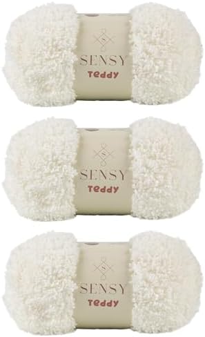 S Sensy Teddy - Micro Polyester Amigurumi Yarn, 3 Skein Creamy, 109 Yards