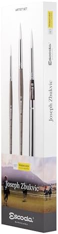 Escoda | Watercolour | Artist Set Joseph Zbukvic 1 | Size 8,10,12 | 3 Brushes | Synthetic White Toray | Round Pointed