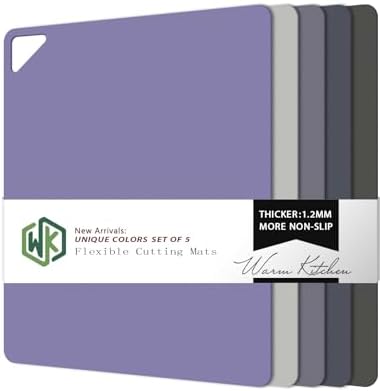 WK Flexible Plastic Cutting Boards for Kitchen, Cutting Board Mats Set of 5, Nonslip Cutting Board for Meat, Thin Cutting Sheets with Hole, Dishwasher Safe, BPA Free, 14.5x11.5"