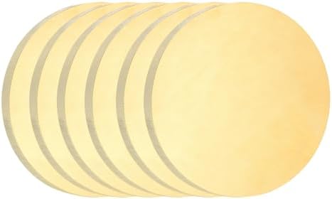 uxcell 6Pcs Brass Round Plate, 0.08"(2mm) Thick 1"(25mm) Dia H65 Brass Round Disc Blank Metal Sheet Copper Circle Disc for Metal Stamping DIY Crafts