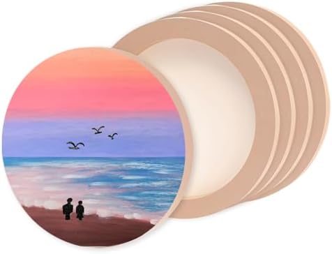 5 Pack 8x8 Inch Round Unfinished Wood Panel Boards for DIY Painting Crafts