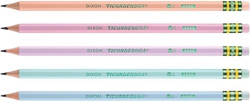 Ticonderoga Wood-Cased Pencils, Pre-Sharpened, 2 HB Soft, Pastel Colors, 150 Count