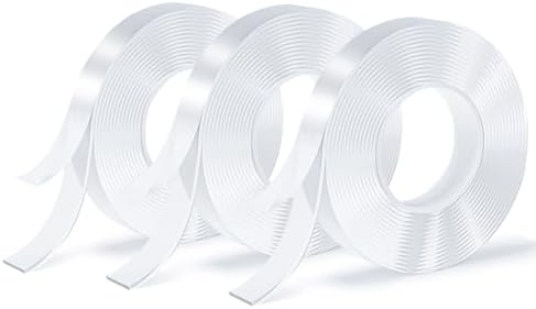 3 Rolls Double Sided Tape, Nano Tape, Transparent Adhesive Tape, Traceless Adhesive Tape, Removable, Washable, Reusable, Suitable for Carpets, Photo Walls, 9.85 Feet Per Roll