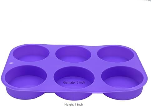 4oz Round Silicone Soap Mold, 3 Inch Big Size 6 Cylinder Silicone Molds for Loofah Soap, Homemade Bath Bombs, Lotion Bars Pack of 2, Purple, Blue