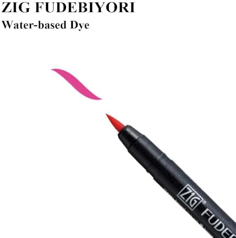Kuretake ZIG FUDEBIYORI Brush Pens 24 Colors set, AP-Certified, Odourless, Xylene free, Flexible Hard brush tip, Effective for both details and larger spaces, Professional quality, Made in Japan