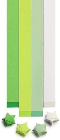 FoDau770 Solid Color Star Paper Strips - 1080 Sheet, Green Series