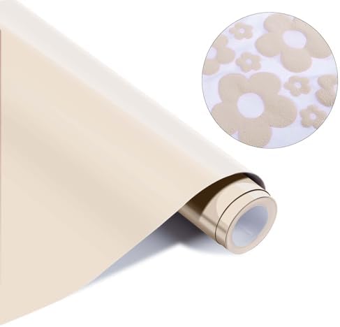 HTVRONT Puff Vinyl Heat Transfer, Beige, 10" x 6ft 3D Puff HTV Vinyl