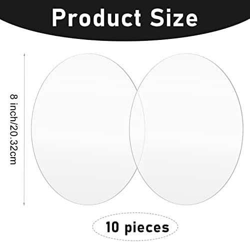 Yalikop 10 Pcs 8 Inch Acrylic Circles Round Clear Disc Blanks