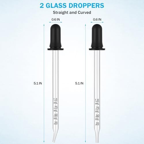 Eye Dropper, 1mL Glass Liquids Pipette Dropper Tool with Measurement Herain
