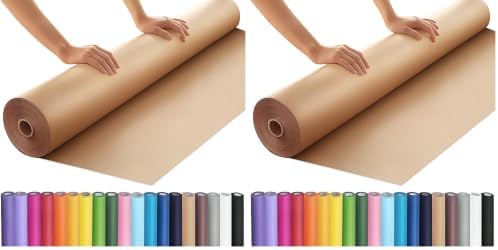 PerkHomy 36" x 2,400" (200') Brown Kraft Paper Roll for Craft Bulletin Board Paper Art Table Covering Crafting Gift Wrapping Bouquet Packing Parcel 70GSM 50LB (Brown, 36" x 200') (Pack of 2)