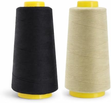 Mandala Crafts Black Beige Mercerized Cotton Thread for Sewing Quilting