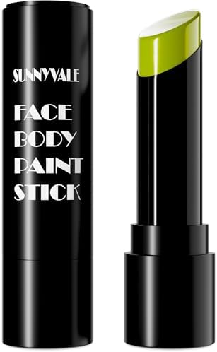 SUNNYVALE Halloween Monster Green Face Body Paint Stick, Ogre Green Eye Black Sticks for Sports, Hypoallergenic Foundation Wicked Witch Hulk Painting Makeup for Cosplay Costume