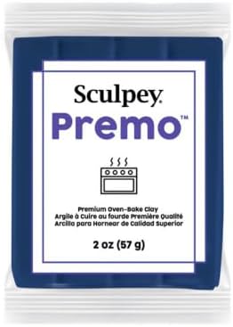 Sculpey Premo Polymer Oven-Bake Clay, Navy, Non Toxic, 2 oz. bar, Great for Jewelry Making, Holiday, DIY, Mixed Media and Home décor Projects. Premium Clay Great for clayers and Artists.