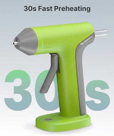 Tilswall 4V Cordless Hot Glue Gun Kit, 30s Fast Heat Mini Glue Gun with 2000mAh USB-C Battery, 20 Glue Sticks, Anti-Drip Tip & Auto Shut-Off for DIY Crafts, Home Repair, Green