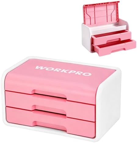 WORKPRO Small Storage Box with 2 Drawers and Flip-Top Lid