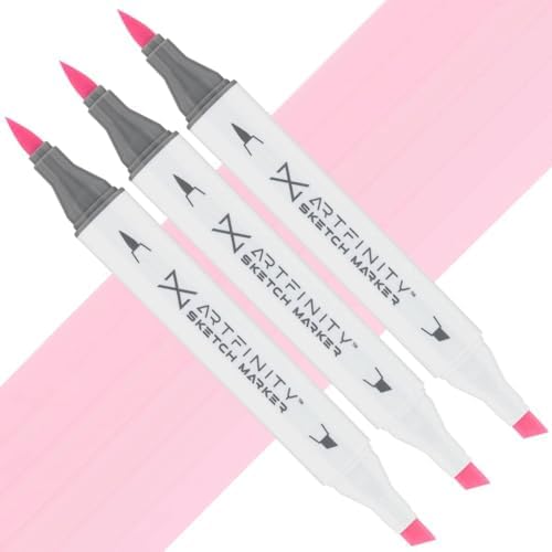 Artfinity Sketch Markers - Set of 3 - Cotton Candy RV2-05, Vibrant, Professional, Dye-Based Alcohol Markers for Artists, Drawing, Travel, & More