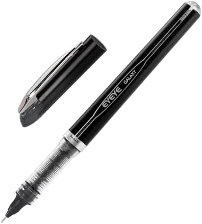 EYEYE Black Pen Roller Ball Needle Tip 0.5mm Quick Dry, 6 Pack Liquid Ink Rollerball Pens Extra Fine Point Smooth Writing Pens for Journaling, Note Taking, Office, School Supplies