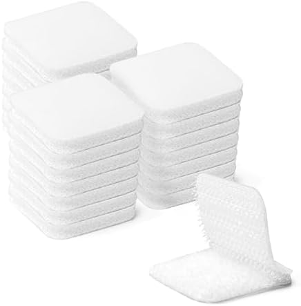 Art3d 48 Sets Hook and Loop Tape, 1"x 1" Sticky Back, Heavy Duty, White