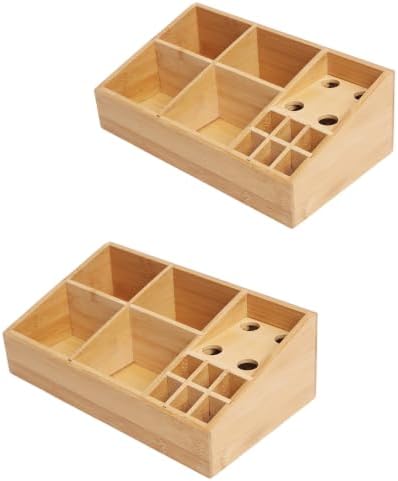 2 Pack Bamboo Art Supply Organizer