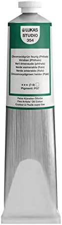 Lukas Studio Artist Oil Color Paints - High-pigment oil paint made with natural binder for artist, painting, & more! - [Viridian (Phthalo) - 200 mL]