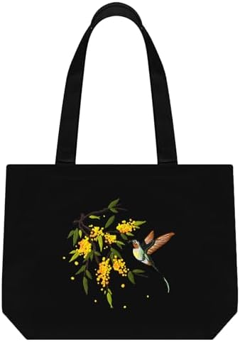 ERKOON Embroidery Canvas Tote Bag for Beginners, Floral Arts Crafts Cross Stitch Kits for Adults Including Stamped Embroidery Bag with Hoops, Needle, Instruction and Color Threads (Hummingbird)
