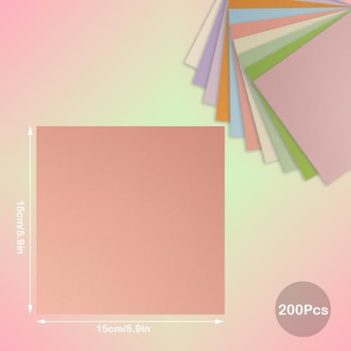 200 Sheets Origami Paper 6" x 6", 10 Colors Macaron Square Origami Paper Kit, Square Craft for Crafts Projects Scrapbook Decor