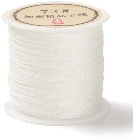 43 Yards Nylon String Friendship Bracelets String 0.8mm Nylon Beading Thread Braided Chinese Knotting Cord Macrame Cords for Kumihimo Necklaces Tassels Jewelry Crafts (White)