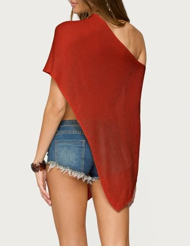 Women Knit Poncho Top Sheer Crochet Shawl Cover Up