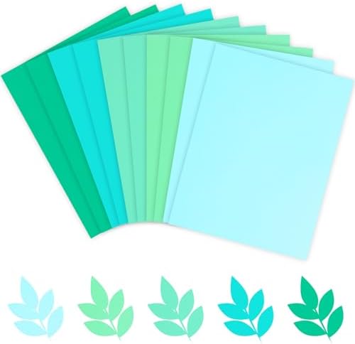 Whaline 50 Sheet 8.5 x 11 Inch Teal Blue Card Stock Paper 5 Solid Macaron Blue Colors Cardstock Paper Cyan Turquoise Core Scrapbook Crafts Paper for Print DIY Art Making School Office Supplies, 65lb