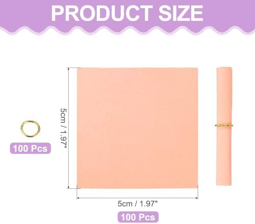 MECCANIXITY 5x5cm Mini Vintage Messages Papers Scrolls, 100Pcs Valentine Message Wish Paper Roll for Party Birthday, Rose Pink