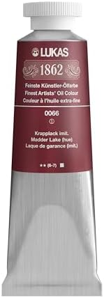 Lukas 1862 Professional German Oil Paint, Madder Lake Hue 37 mL - w/Beeswax & Non-Yellowing Sunflower Oil, Short Drying Time, Smooth, Outstanding Lightfastness