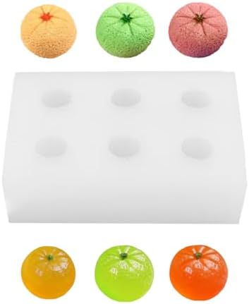 6 Cavity Tangerine Silicone Mold – Orange Shape Silicone Fruit Mold for Chocolate, Fondant, Candle, Resin & Cake Decor, 3D DIY Orange Candy Baking Tool for Parties & Gifts (Tangerine)