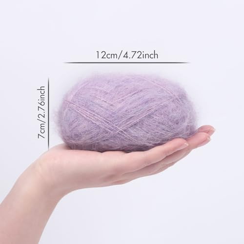NICEEC 2 Skeins Long Pile Mohair Yarn 2.82oz/788yds - Light Purple
