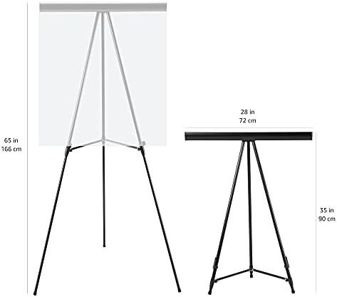 Amazon Basics Height Adjustable Aluminum Flipchart Easel Stand, Portable, for Whiteboard, Flip Chart, Poster Boards, Paper Pads and Signage, 35 x 2 x 28 Inches, Black