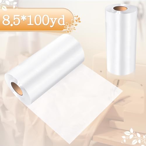 Peryiter 1 Roll 8.5"x 100 yd Clear Wash Away Water Soluble Embroidery Stabilizer 25μM Topping Film Stabilizer for Embroidery Lightweight Sewing Stabilizers for Hand Sewing Machine