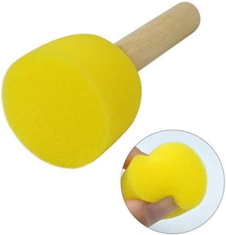 WAFJAMF 40 Pcs Round Sponges Brush Set 4 Sizes DIY Painting Tools Yellow