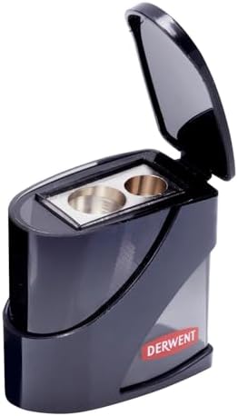 Derwent Twin Hole Pencil Sharpener, Black, 11.5mm & 8.25mm