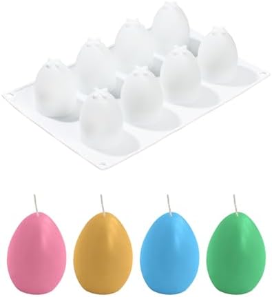 Silicone Egg Molds, 8-Cavity Easter Egg Silicone Mold, Egg Shaped Mold 3d Food Shape Chocolate Candy Fondant Egg Molds For Dessert Ice Cube Baking Soap Resin Lotion Bar