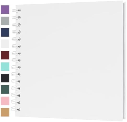 Scrapbook Album 8x8 Inches 40 Pages Hardcover Kraft Paper White