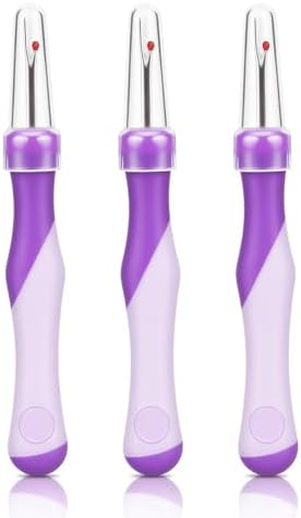 3 PCS Needle and Thread Seam Ripper, Rippers for Sewing and Thread,Remover Stitch Tool for Hand Sewing, Knitting, Cross Stitching, Embroidery and Thread Removal (Purple)